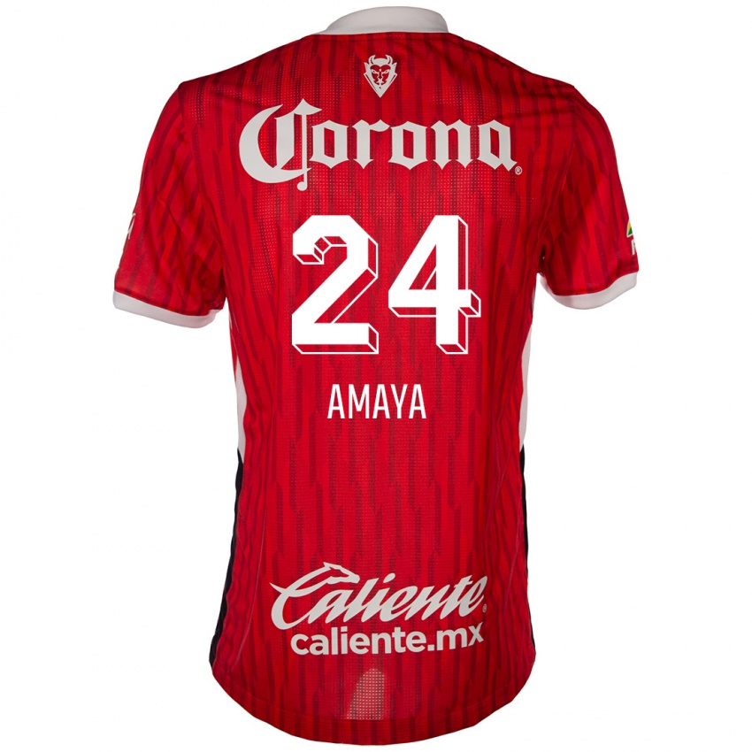 Niño Camiseta Frankie Amaya #24 Rojo Blanco 1ª Equipación 2024/25 La Camisa Argentina