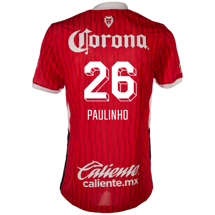 Niño Camiseta Paulinho #26 Rojo Blanco 1ª Equipación 2024/25 La Camisa Argentina