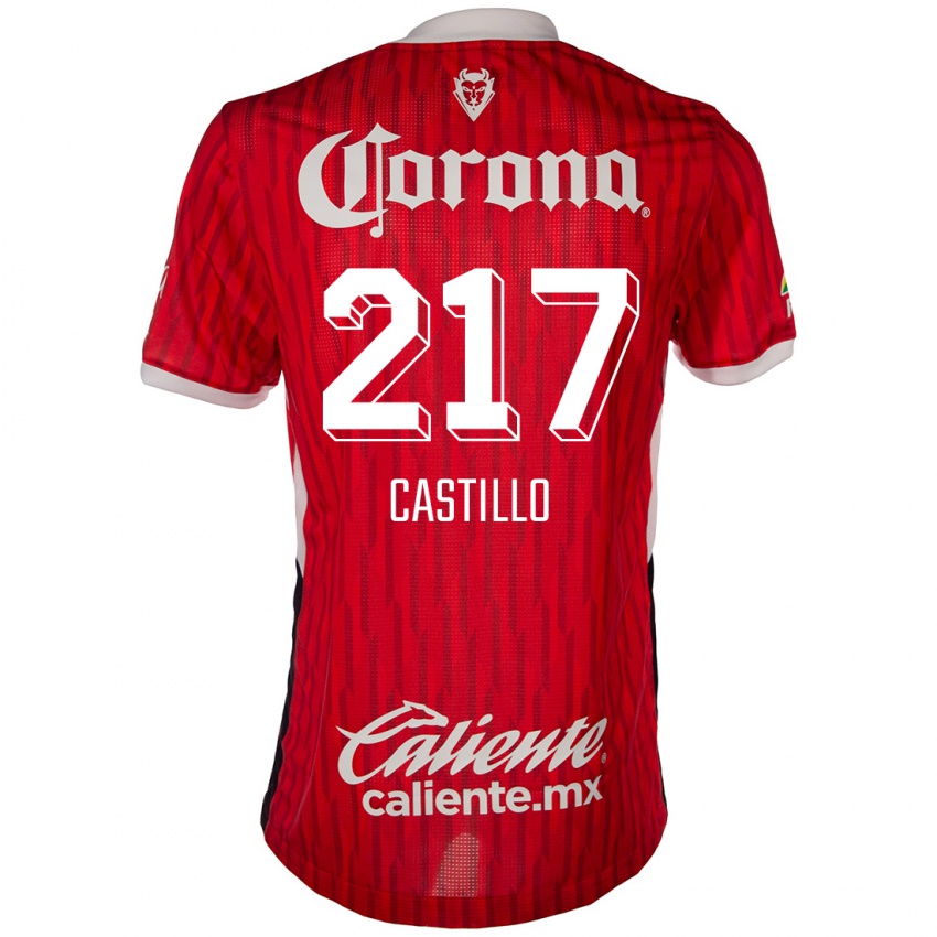 Niño Camiseta Klever Castillo #217 Rojo Blanco 1ª Equipación 2024/25 La Camisa Argentina