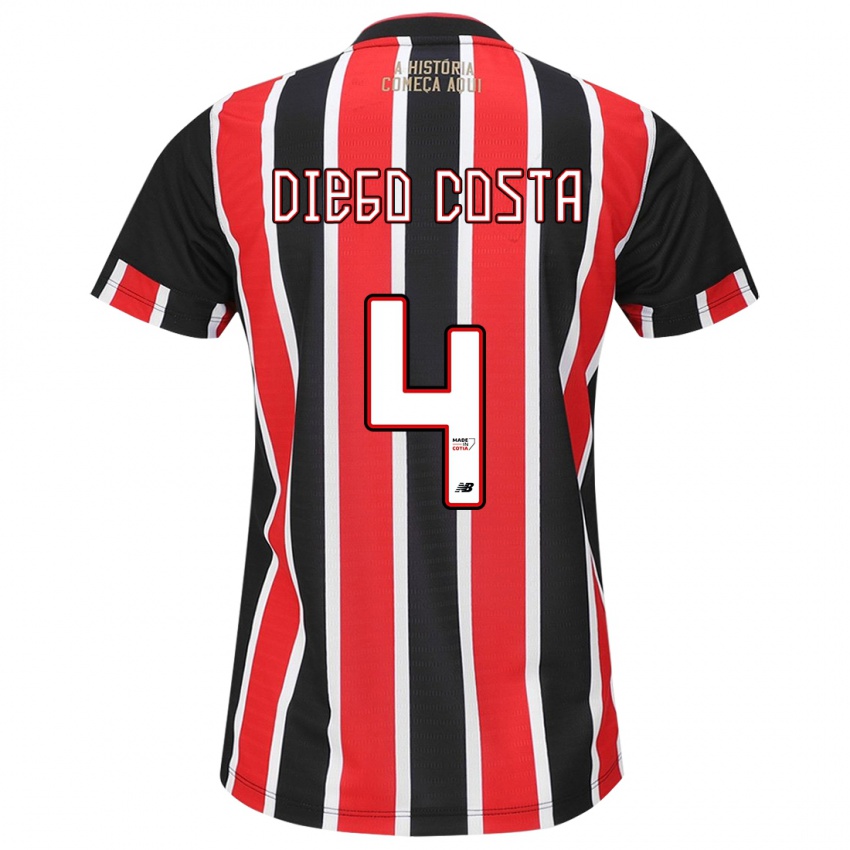 Niño Camiseta Diego Costa #4 Negro Rojo Blanco 2ª Equipación 2024/25 La Camisa Argentina