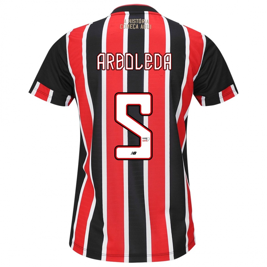 Niño Camiseta Robert Arboleda #5 Negro Rojo Blanco 2ª Equipación 2024/25 La Camisa Argentina