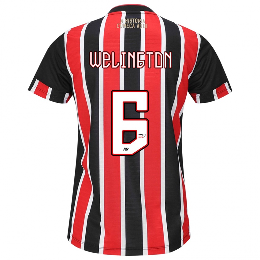 Niño Camiseta Welington #6 Negro Rojo Blanco 2ª Equipación 2024/25 La Camisa Argentina