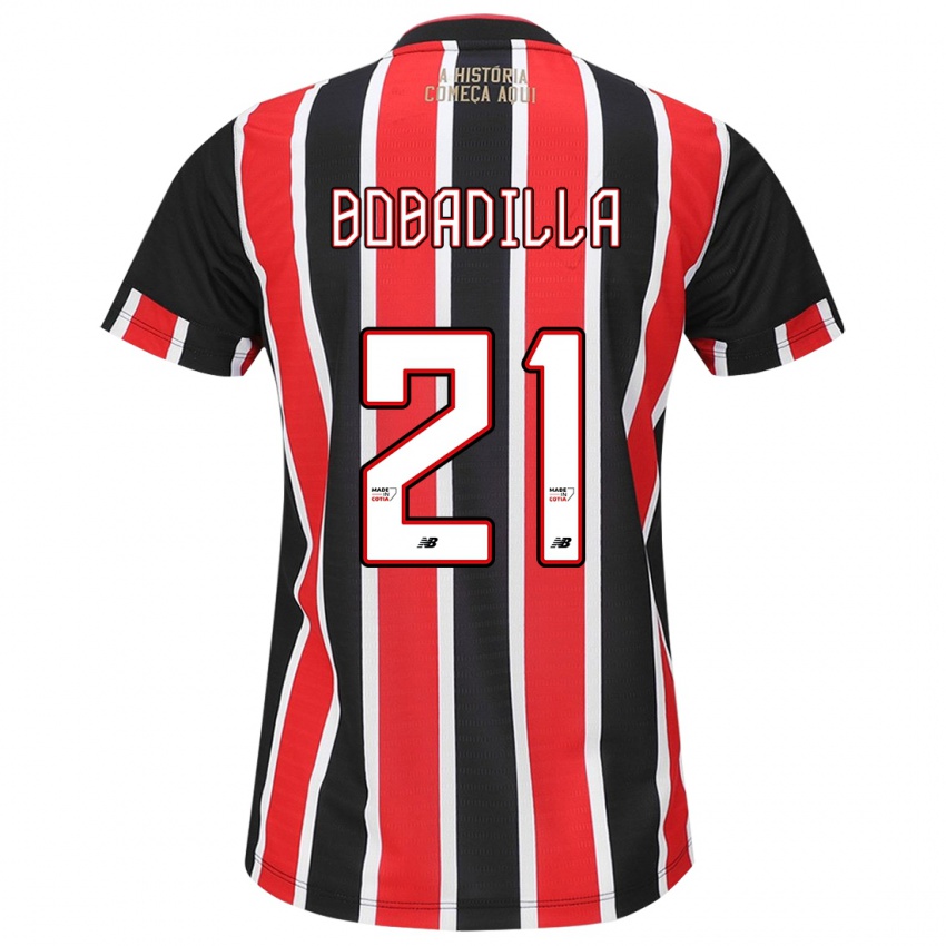 Niño Camiseta Damián Bobadilla #21 Negro Rojo Blanco 2ª Equipación 2024/25 La Camisa Argentina