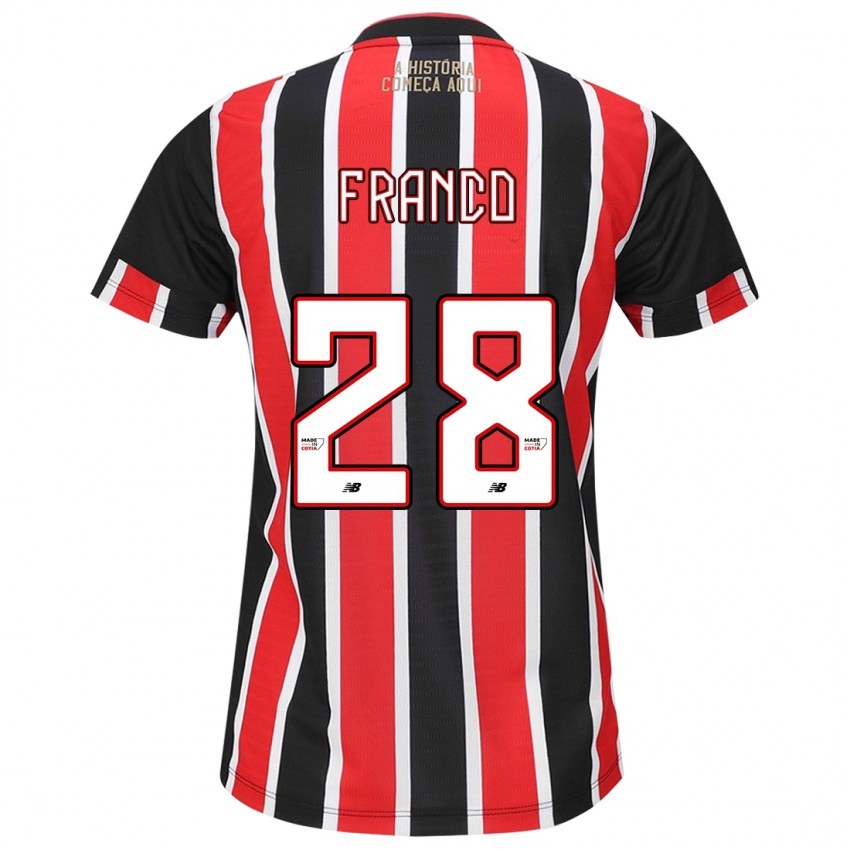 Niño Camiseta Alan Franco #28 Negro Rojo Blanco 2ª Equipación 2024/25 La Camisa Argentina