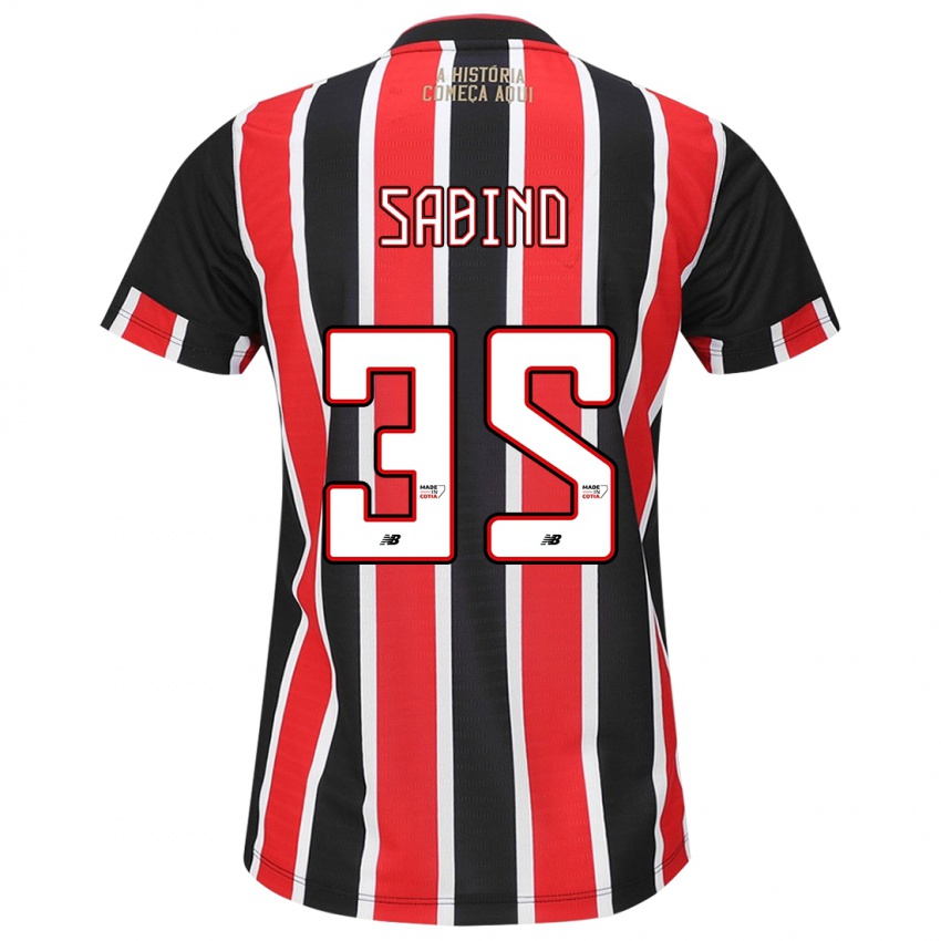 Niño Camiseta Sabino #35 Negro Rojo Blanco 2ª Equipación 2024/25 La Camisa Argentina