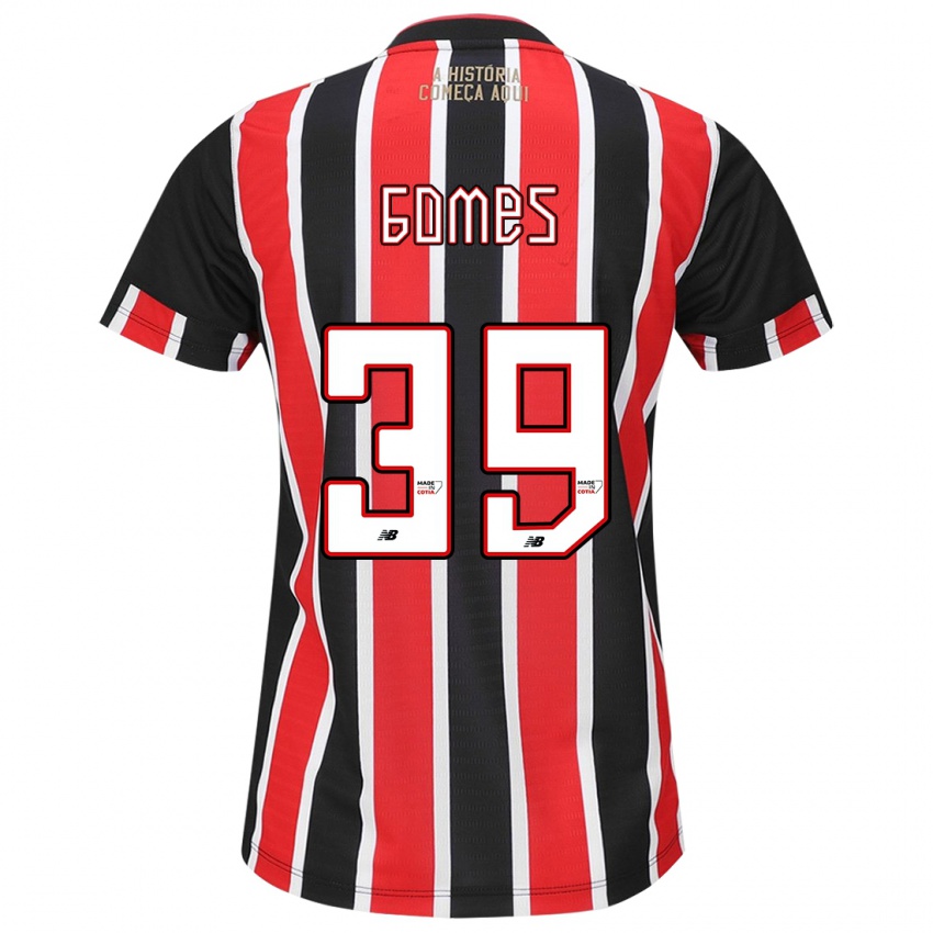 Niño Camiseta William Gomes #39 Negro Rojo Blanco 2ª Equipación 2024/25 La Camisa Argentina