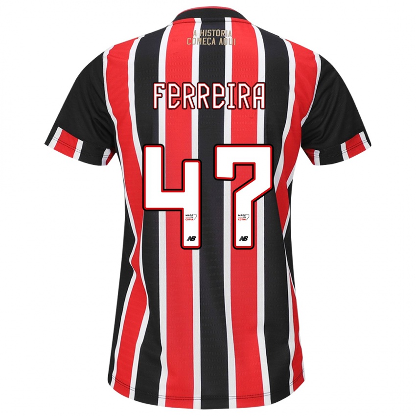 Niño Camiseta Ferreira #47 Negro Rojo Blanco 2ª Equipación 2024/25 La Camisa Argentina