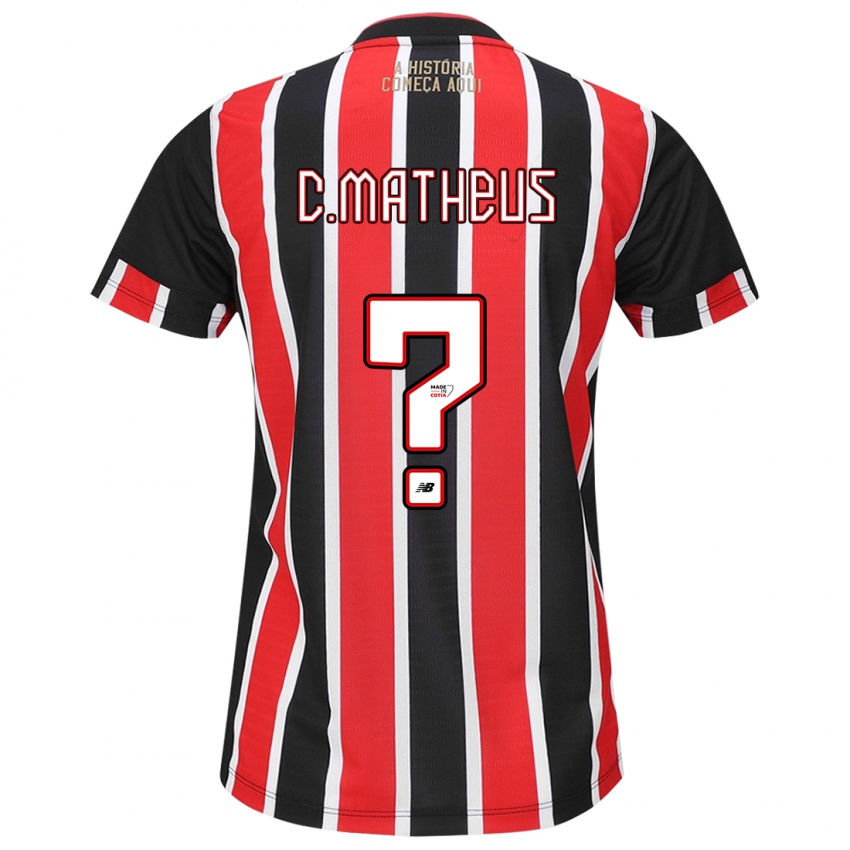 Niño Camiseta Caio Matheus #0 Negro Rojo Blanco 2ª Equipación 2024/25 La Camisa Argentina