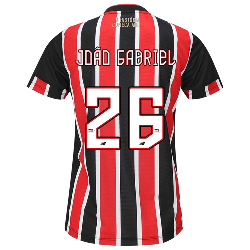 Niño Camiseta João Gabriel #26 Negro Rojo Blanco 2ª Equipación 2024/25 La Camisa Argentina