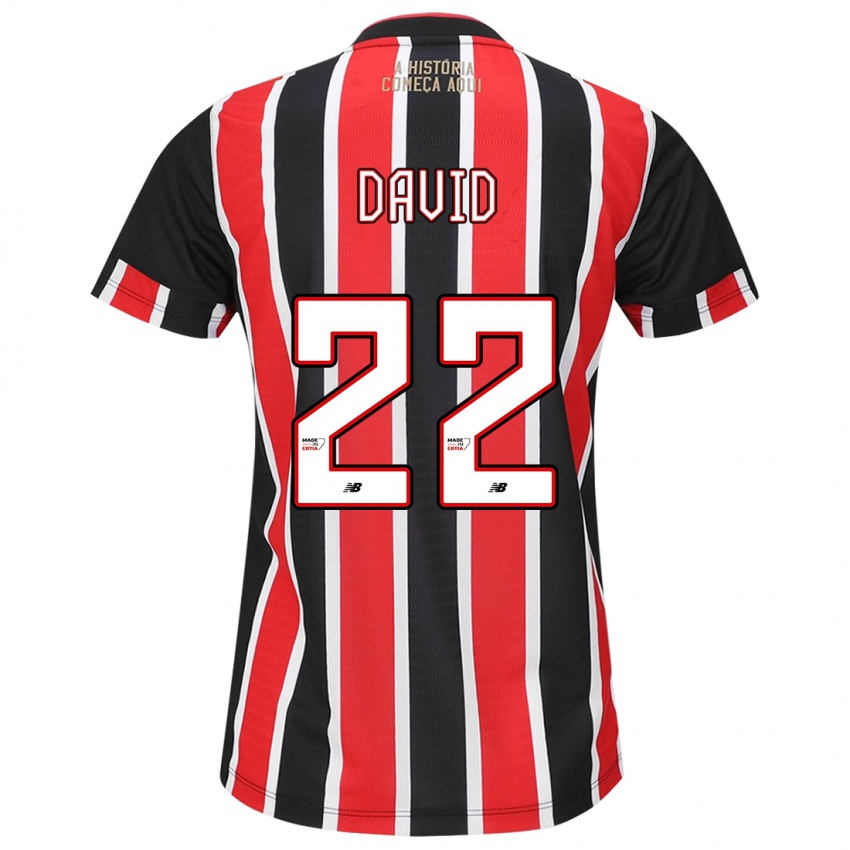 Niño Camiseta David #22 Negro Rojo Blanco 2ª Equipación 2024/25 La Camisa Argentina