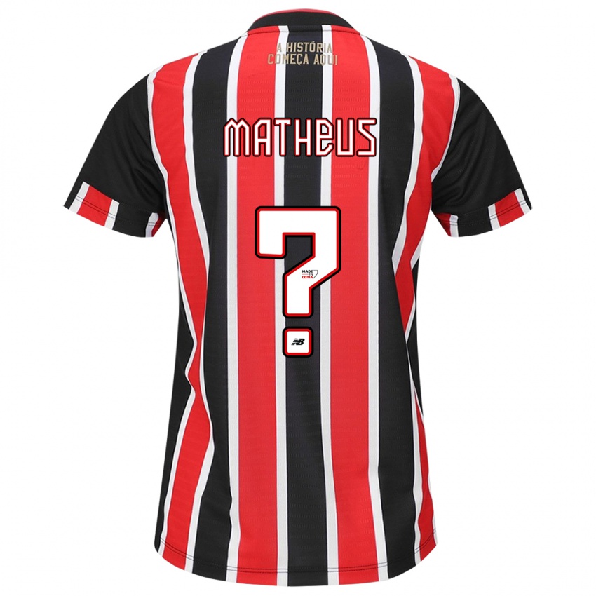 Niño Camiseta Guilherme Matheus #0 Negro Rojo Blanco 2ª Equipación 2024/25 La Camisa Argentina