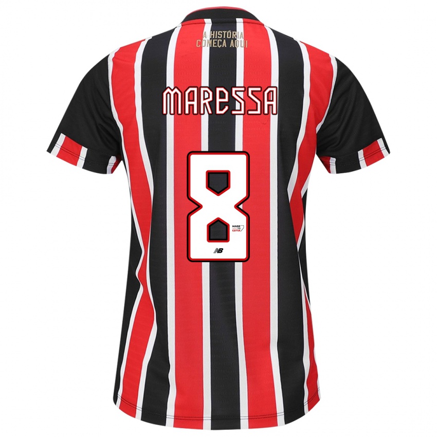 Niño Camiseta Maressa #8 Negro Rojo Blanco 2ª Equipación 2024/25 La Camisa Argentina