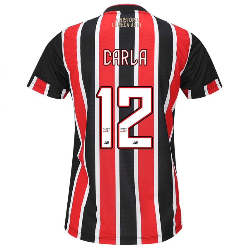 Niño Camiseta Carla Maria Da Silva #12 Negro Rojo Blanco 2ª Equipación 2024/25 La Camisa Argentina