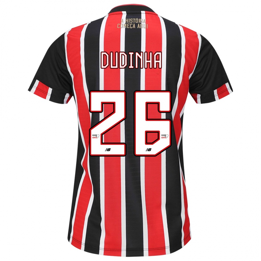 Niño Camiseta Dudinha #26 Negro Rojo Blanco 2ª Equipación 2024/25 La Camisa Argentina