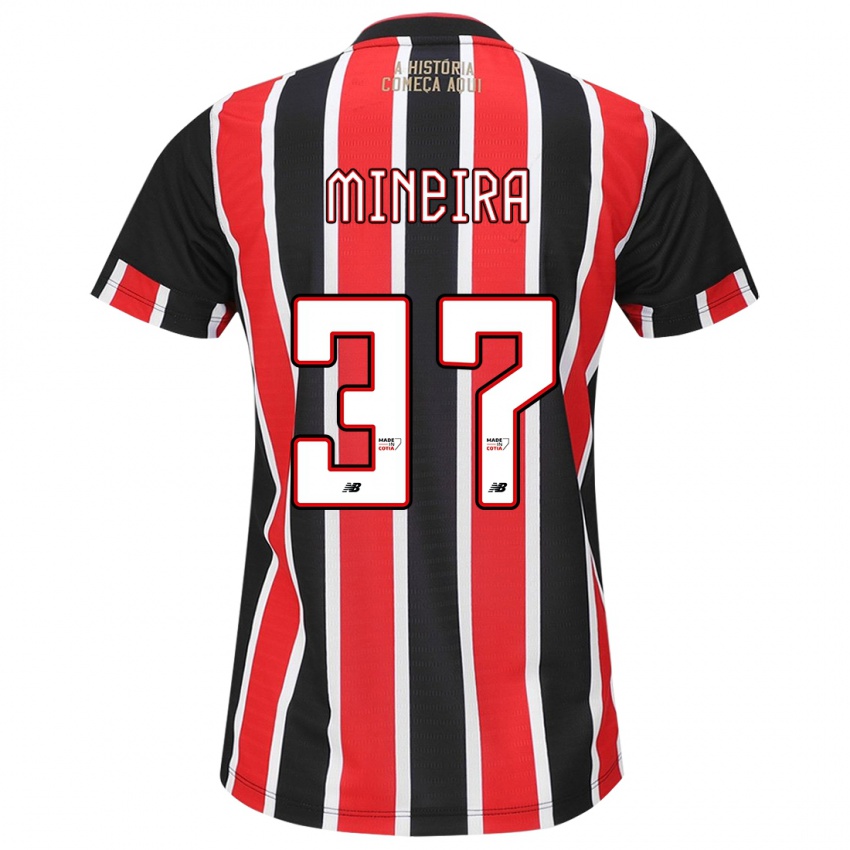 Niño Camiseta Rafa Mineira #37 Negro Rojo Blanco 2ª Equipación 2024/25 La Camisa Argentina