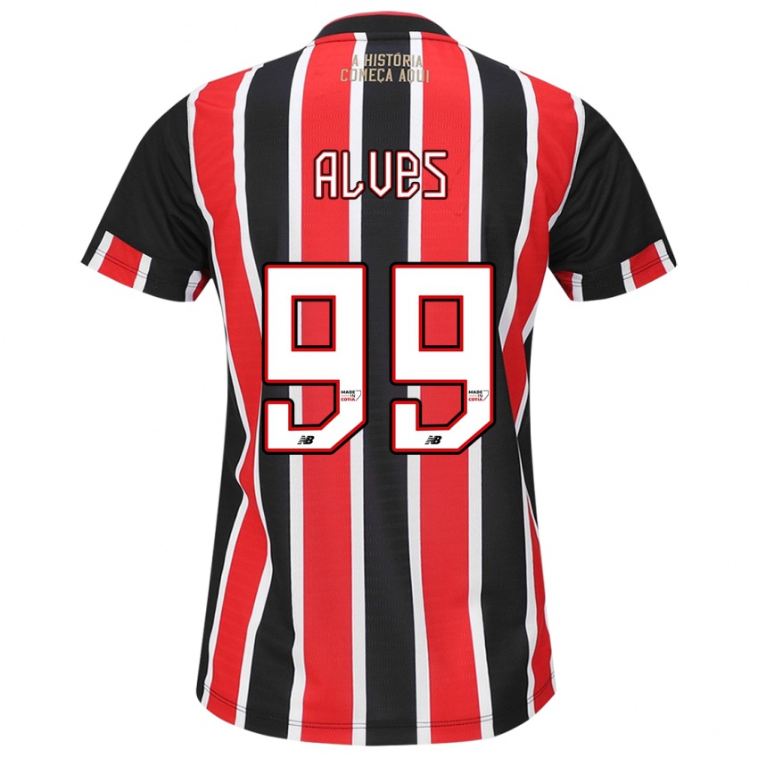 Niño Camiseta Letícia Alves #99 Negro Rojo Blanco 2ª Equipación 2024/25 La Camisa Argentina