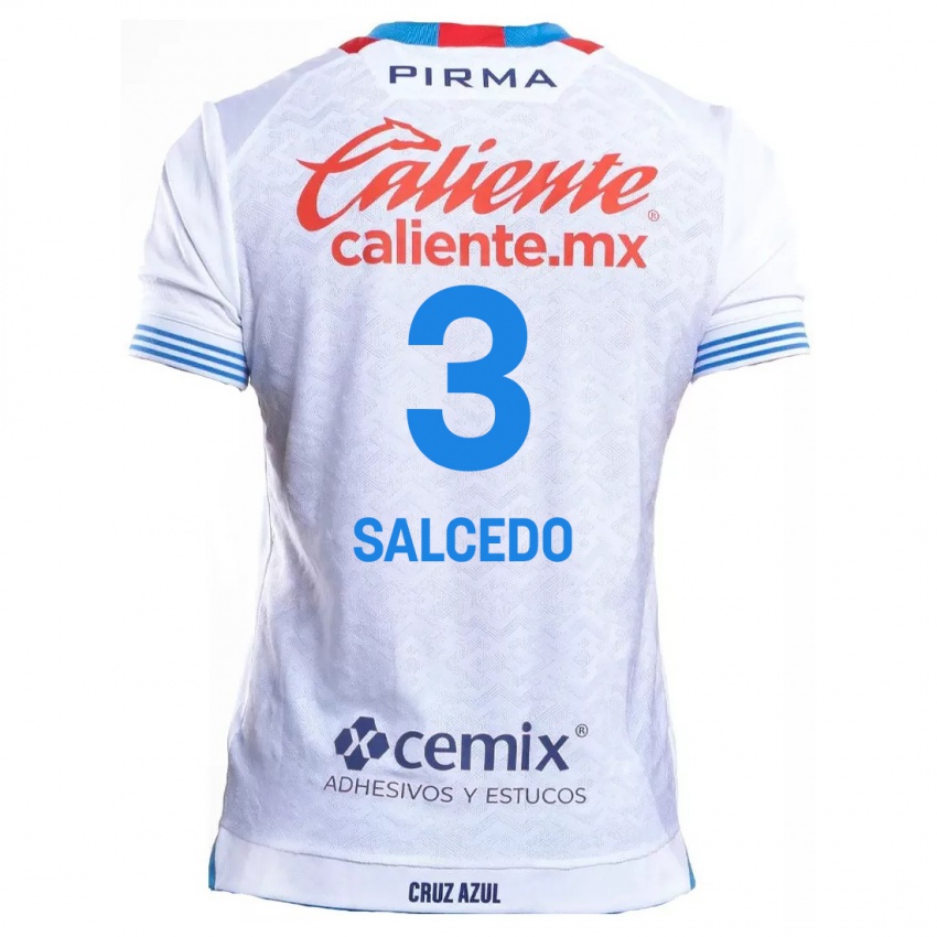 Niño Camiseta Carlos Salcedo #3 Blanco Azul 2ª Equipación 2024/25 La Camisa Argentina