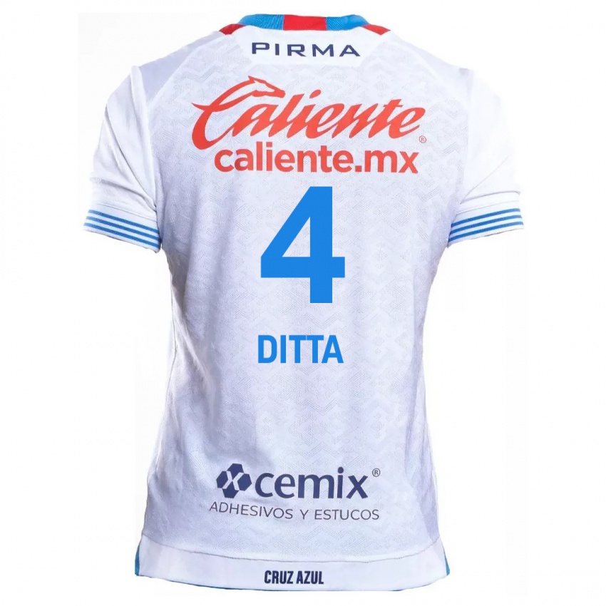 Niño Camiseta Willer Ditta #4 Blanco Azul 2ª Equipación 2024/25 La Camisa Argentina