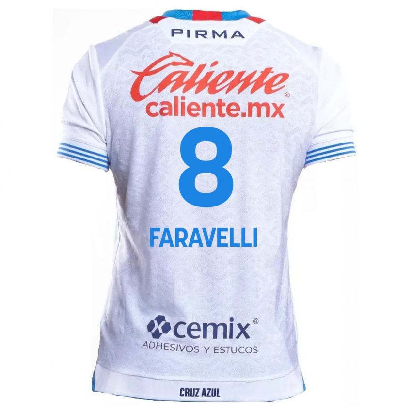 Niño Camiseta Lorenzo Faravelli #8 Blanco Azul 2ª Equipación 2024/25 La Camisa Argentina