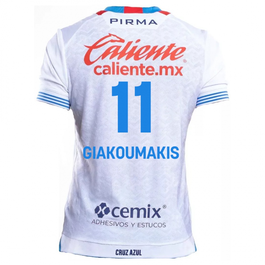 Niño Camiseta Georgios Giakoumakis #11 Blanco Azul 2ª Equipación 2024/25 La Camisa Argentina