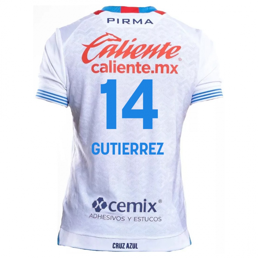 Niño Camiseta Alexis Gutierrez #14 Blanco Azul 2ª Equipación 2024/25 La Camisa Argentina