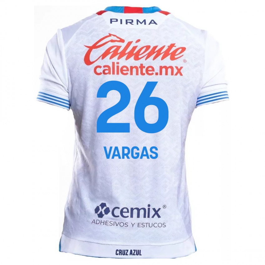 Niño Camiseta Carlos Vargas #26 Blanco Azul 2ª Equipación 2024/25 La Camisa Argentina