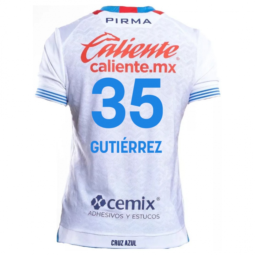 Niño Camiseta Luis Gutiérrez #35 Blanco Azul 2ª Equipación 2024/25 La Camisa Argentina