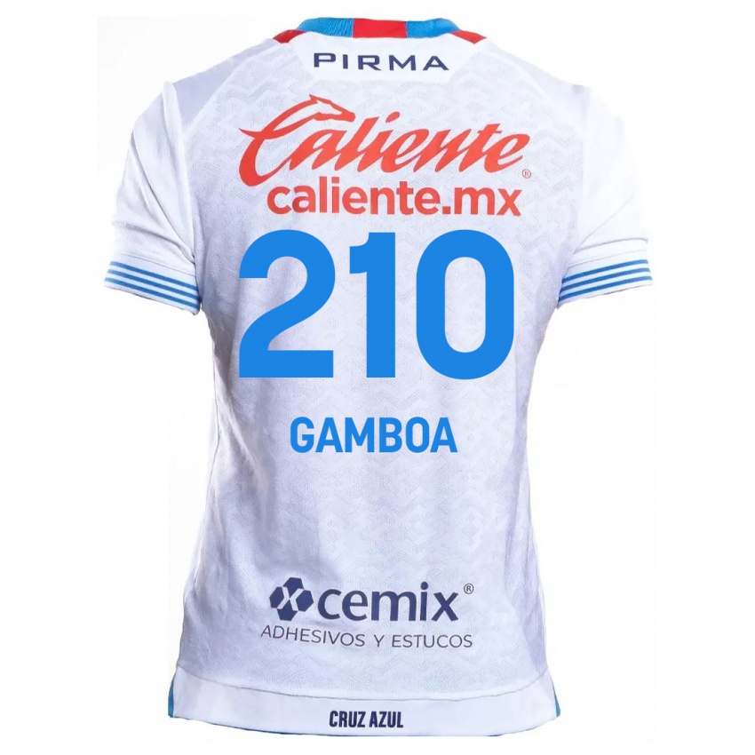 Niño Camiseta Bryan Gamboa #210 Blanco Azul 2ª Equipación 2024/25 La Camisa Argentina