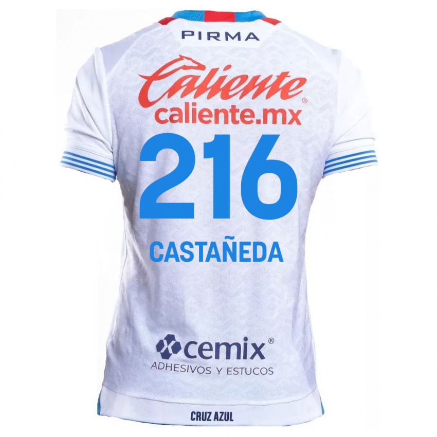 Niño Camiseta Ian Castañeda #216 Blanco Azul 2ª Equipación 2024/25 La Camisa Argentina