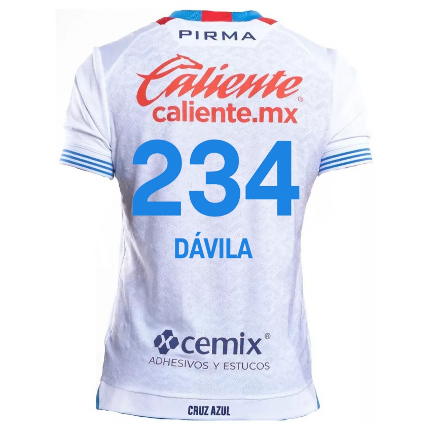 Niño Camiseta Emilio Dávila #234 Blanco Azul 2ª Equipación 2024/25 La Camisa Argentina