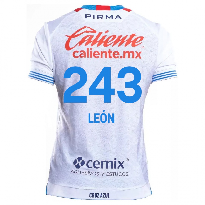 Niño Camiseta Cristhian León #243 Blanco Azul 2ª Equipación 2024/25 La Camisa Argentina