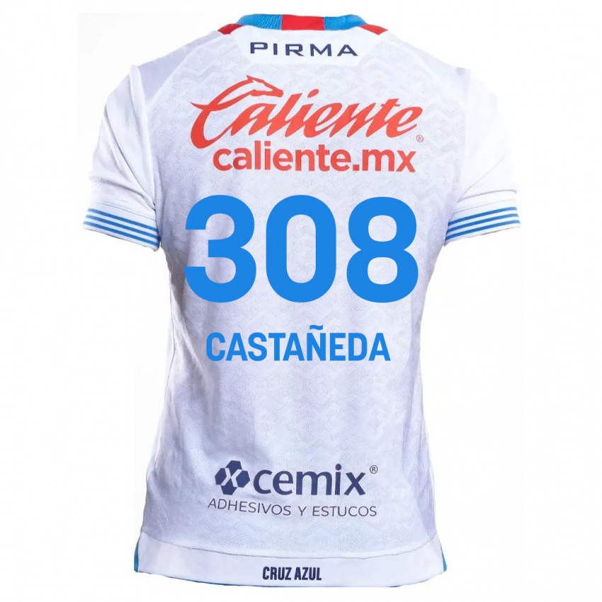 Niño Camiseta Emiliano Castañeda #308 Blanco Azul 2ª Equipación 2024/25 La Camisa Argentina