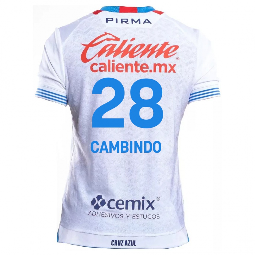 Niño Camiseta Diber Cambindo #28 Blanco Azul 2ª Equipación 2024/25 La Camisa Argentina