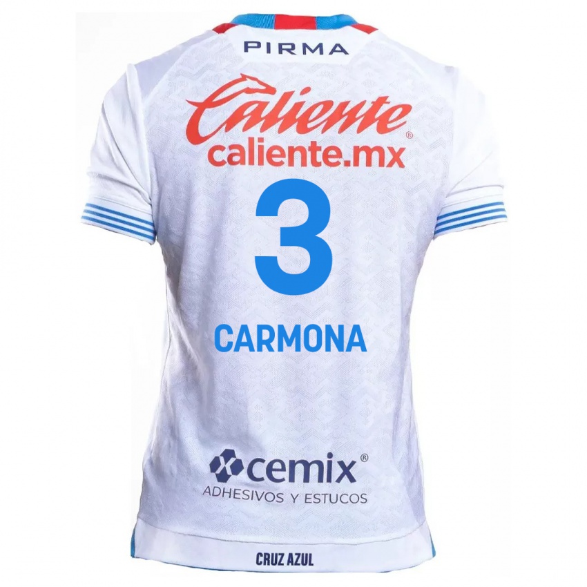 Niño Camiseta Edith Carmona #3 Blanco Azul 2ª Equipación 2024/25 La Camisa Argentina