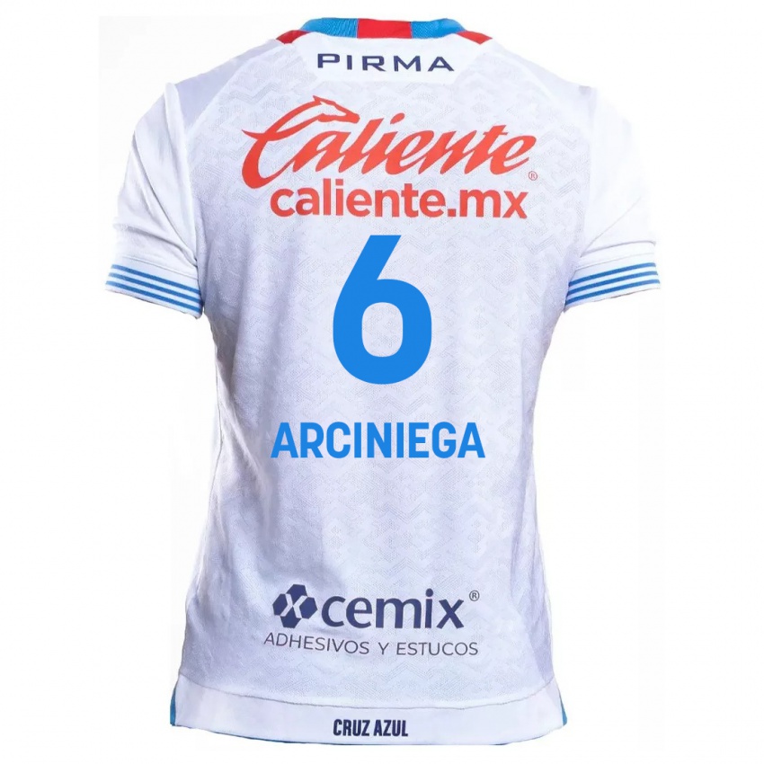 Niño Camiseta Mirelle Arciniega #6 Blanco Azul 2ª Equipación 2024/25 La Camisa Argentina