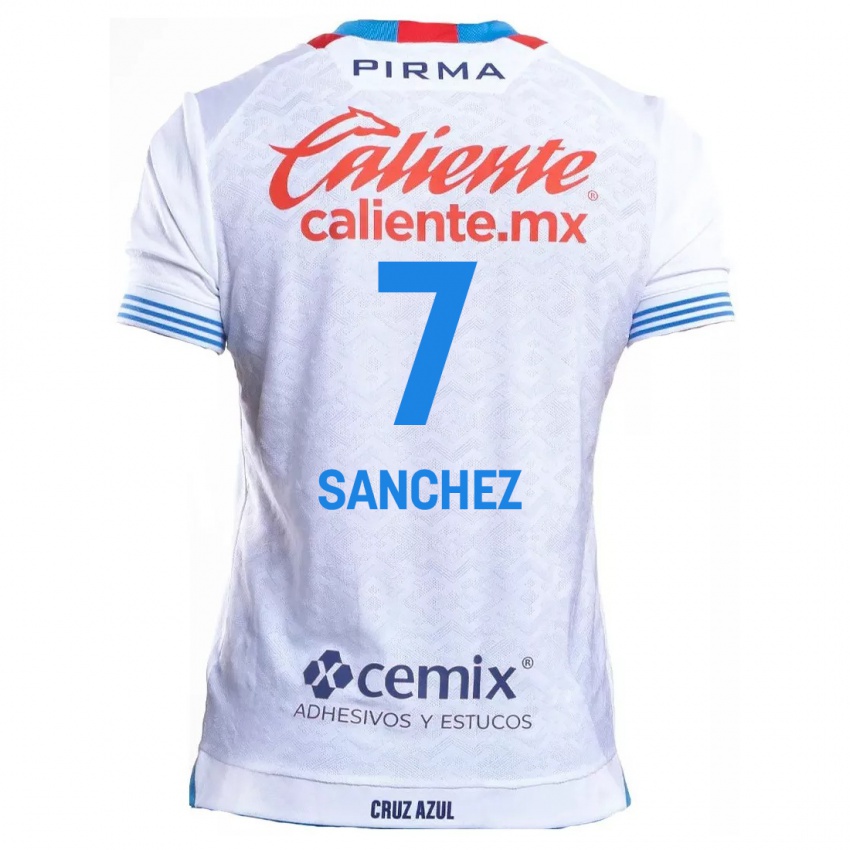 Niño Camiseta Andrea Sanchez #7 Blanco Azul 2ª Equipación 2024/25 La Camisa Argentina