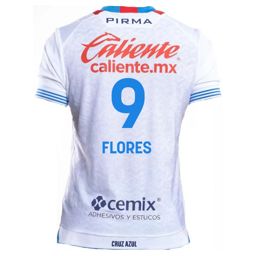 Niño Camiseta Daniela Flores #9 Blanco Azul 2ª Equipación 2024/25 La Camisa Argentina