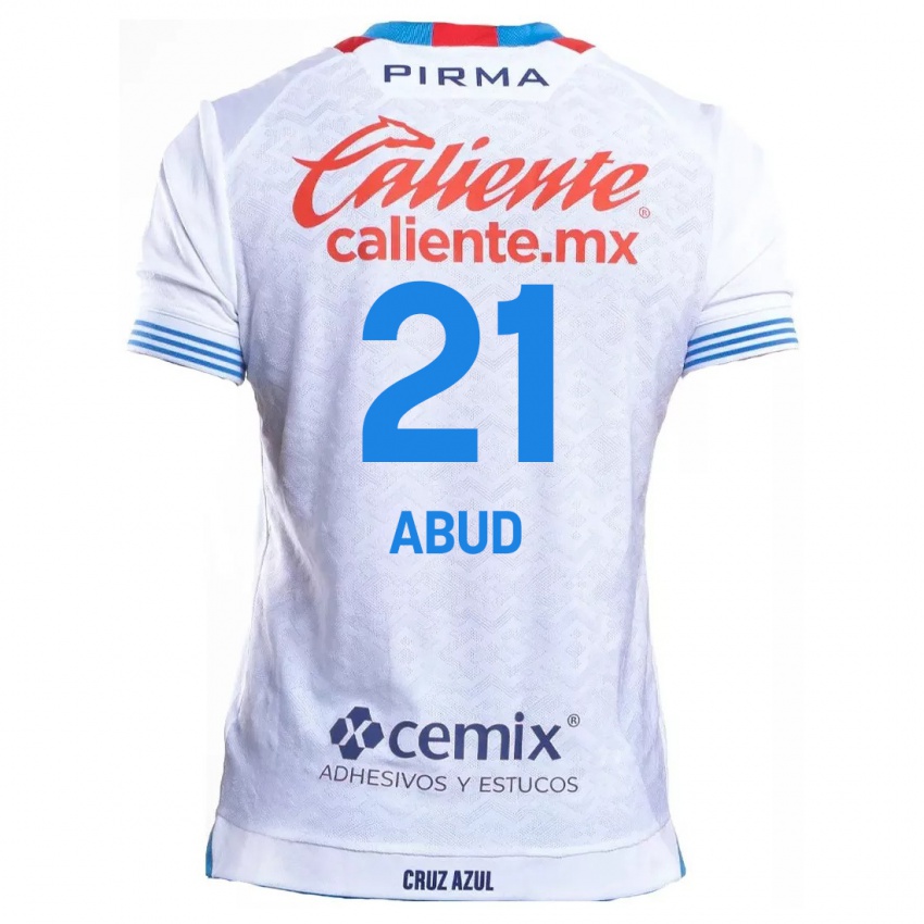 Niño Camiseta Karime Abud #21 Blanco Azul 2ª Equipación 2024/25 La Camisa Argentina