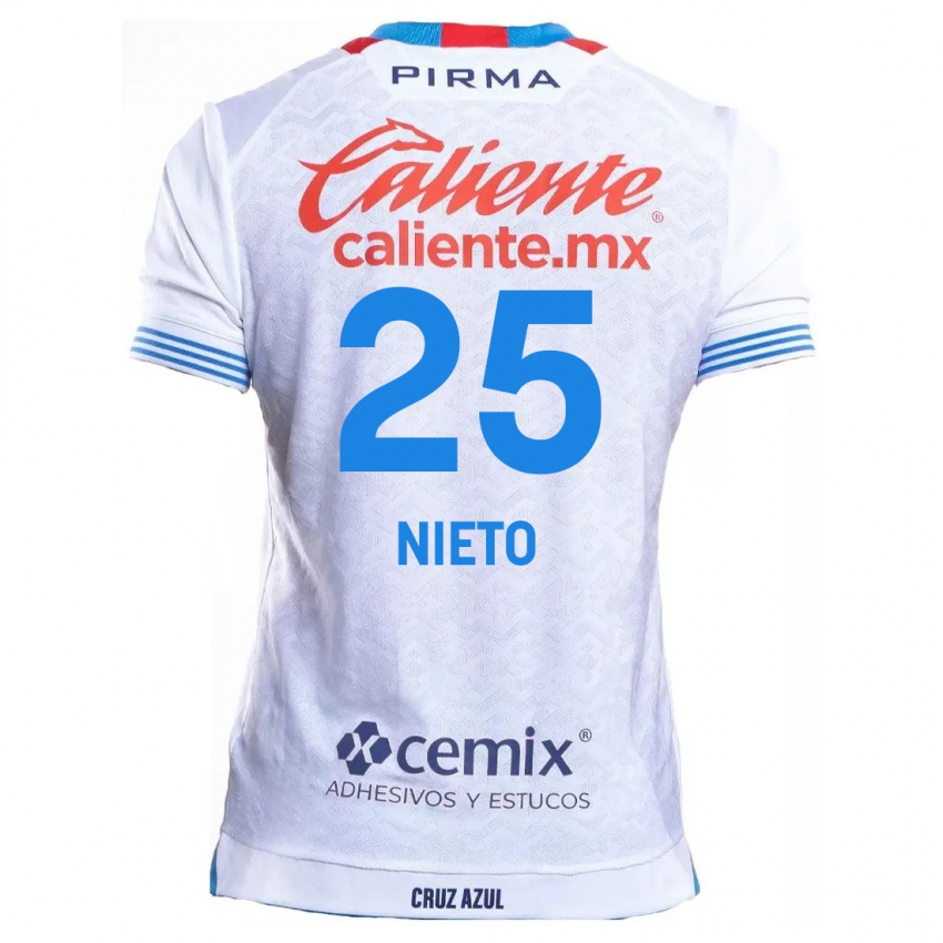 Niño Camiseta Natsidieli Nieto #25 Blanco Azul 2ª Equipación 2024/25 La Camisa Argentina