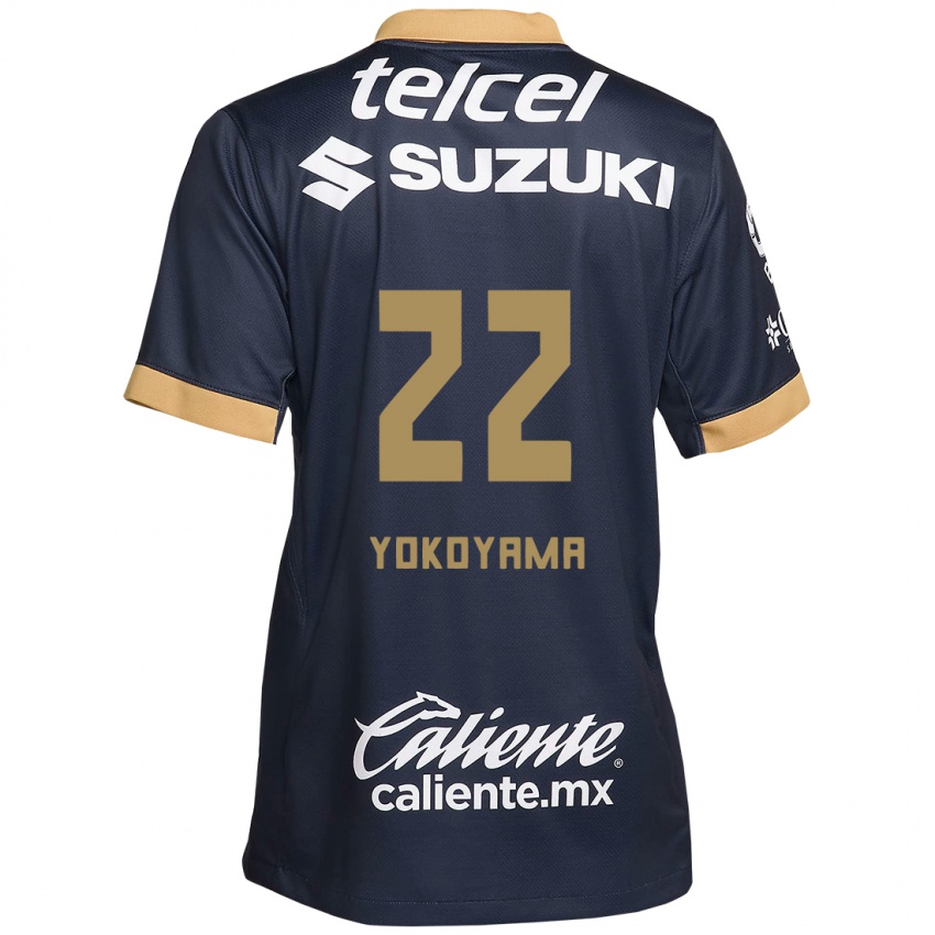 Niño Camiseta Akemi Yokoyama #22 Obsidiana Dorada Blanca 2ª Equipación 2024/25 La Camisa Argentina