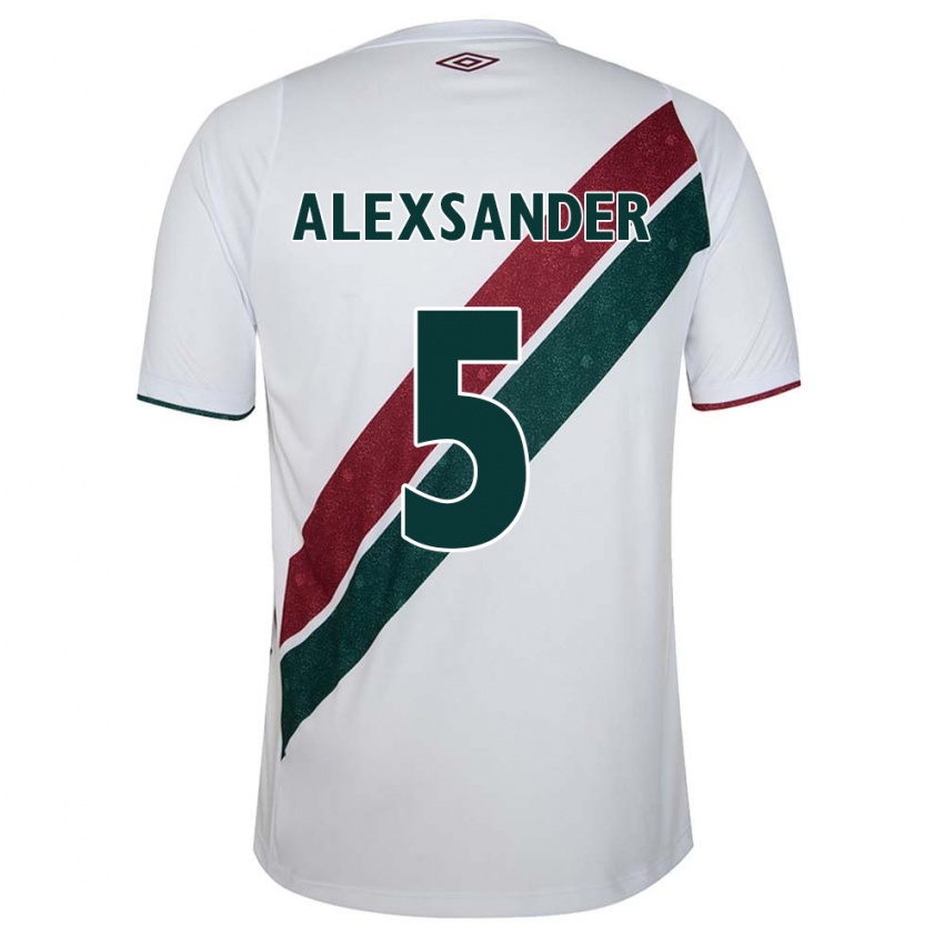 Niño Camiseta Alexsander #5 Blanco Verde Granate 2ª Equipación 2024/25 La Camisa Argentina