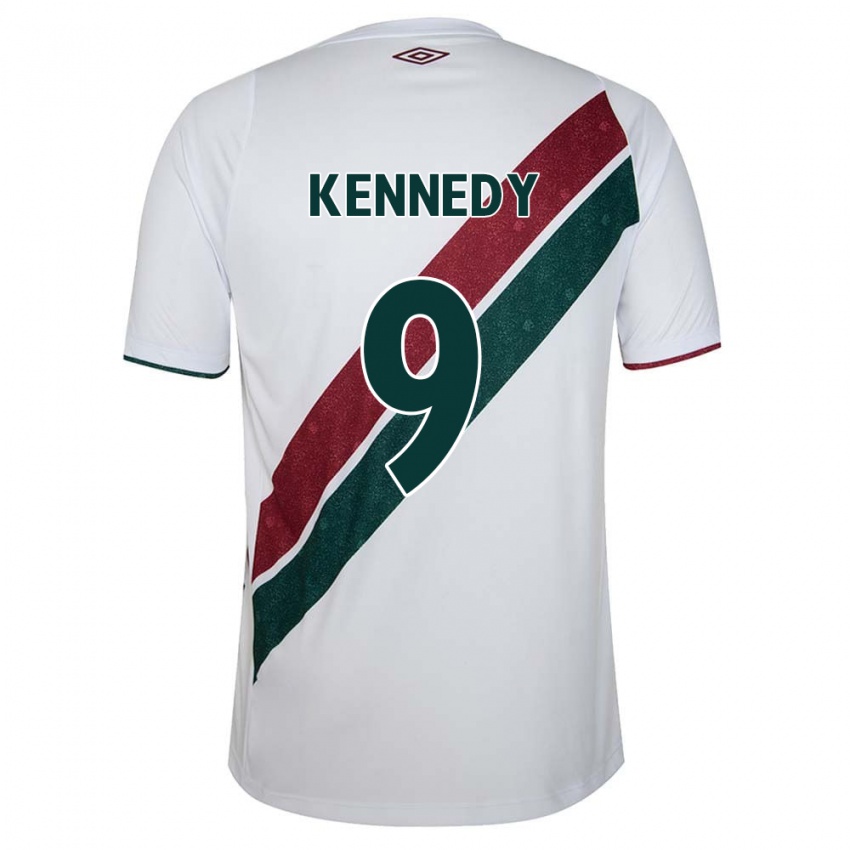 Niño Camiseta John Kennedy #9 Blanco Verde Granate 2ª Equipación 2024/25 La Camisa Argentina