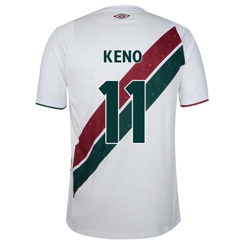 Niño Camiseta Keno #11 Blanco Verde Granate 2ª Equipación 2024/25 La Camisa Argentina