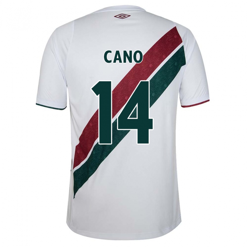 Niño Camiseta Germán Cano #14 Blanco Verde Granate 2ª Equipación 2024/25 La Camisa Argentina