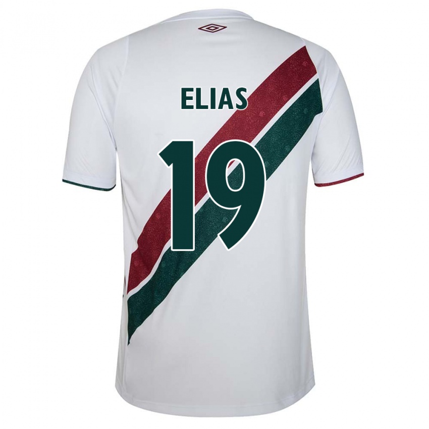 Niño Camiseta Kauã Elias #19 Blanco Verde Granate 2ª Equipación 2024/25 La Camisa Argentina