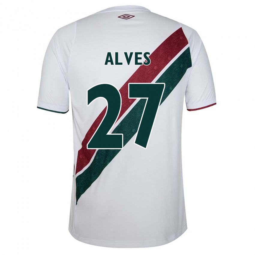 Niño Camiseta Felipe Alves #27 Blanco Verde Granate 2ª Equipación 2024/25 La Camisa Argentina