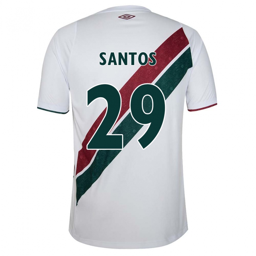 Niño Camiseta Thiago Santos #29 Blanco Verde Granate 2ª Equipación 2024/25 La Camisa Argentina