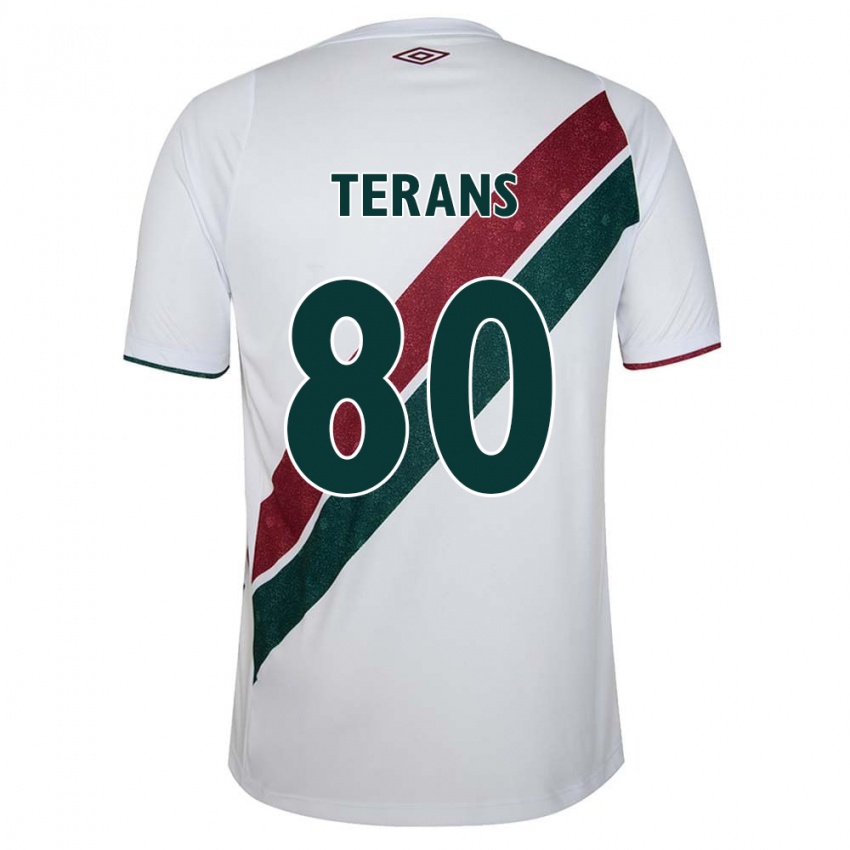 Niño Camiseta David Terans #80 Blanco Verde Granate 2ª Equipación 2024/25 La Camisa Argentina