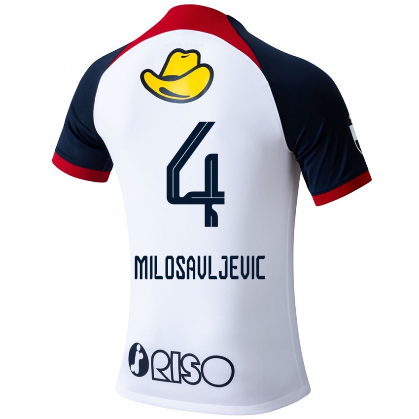 Niño Camiseta Radomir Milosavljevic #4 Blanco Azul Rojo 2ª Equipación 2024/25 La Camisa Argentina