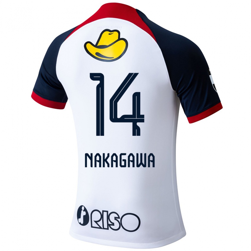 Niño Camiseta Sora Nakagawa #14 Blanco Azul Rojo 2ª Equipación 2024/25 La Camisa Argentina